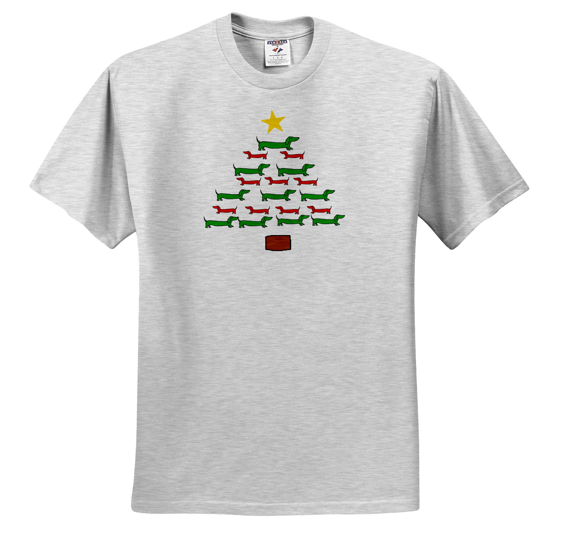 3dRose, Funny Cute Dachshund Puppy Dog Christmas Tree Holiday Cartoon, T-Shirt - Picture 5 of 73