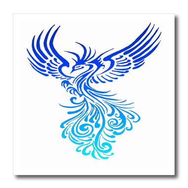 3dRose Rising from The Ashes Artistic Phoenix Aqua Blue Ombre... - Iron on Heat Transfers (ht_355289)