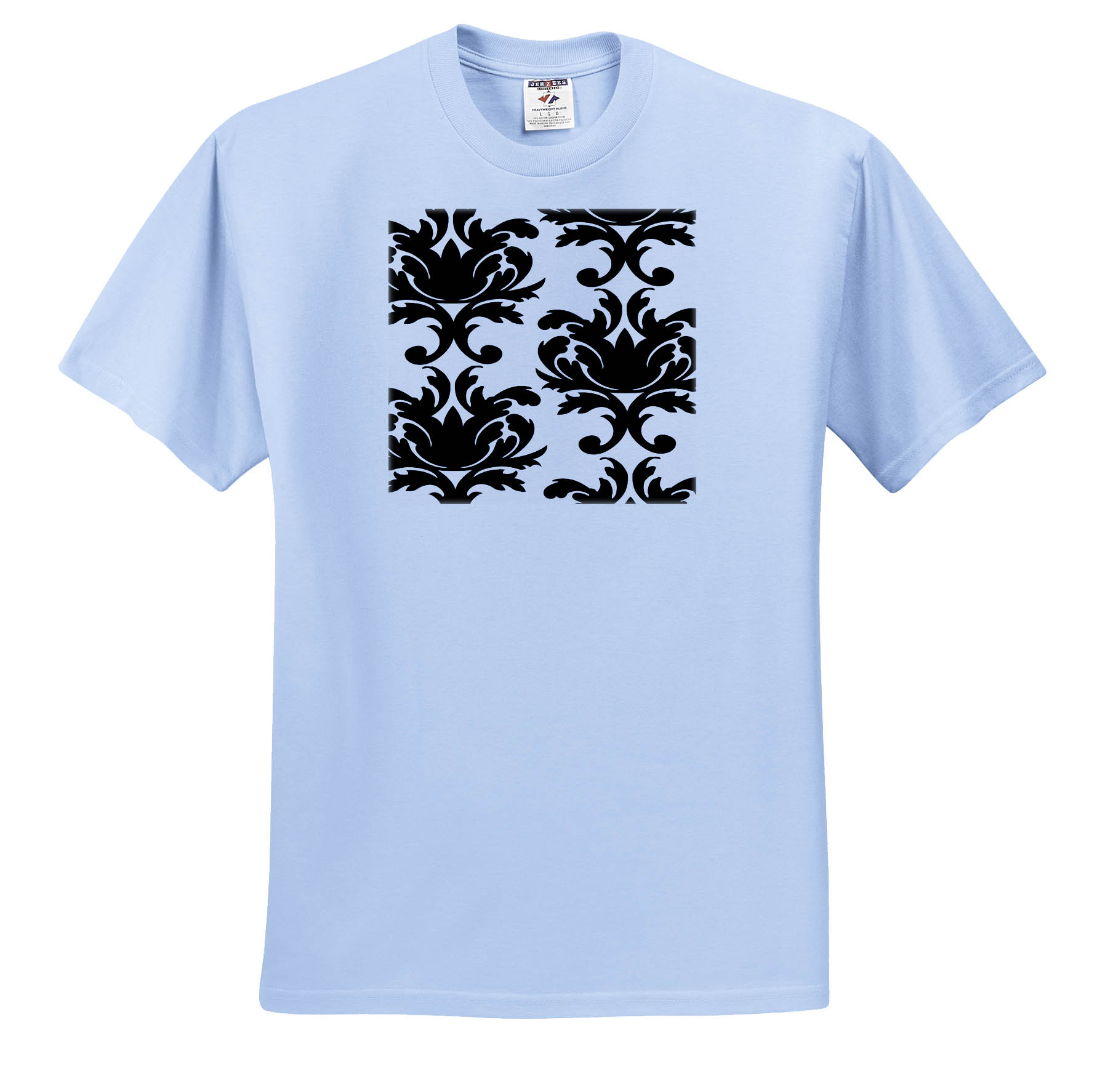 3dRose, Large Elegant Black And White Damask Pattern Design, T