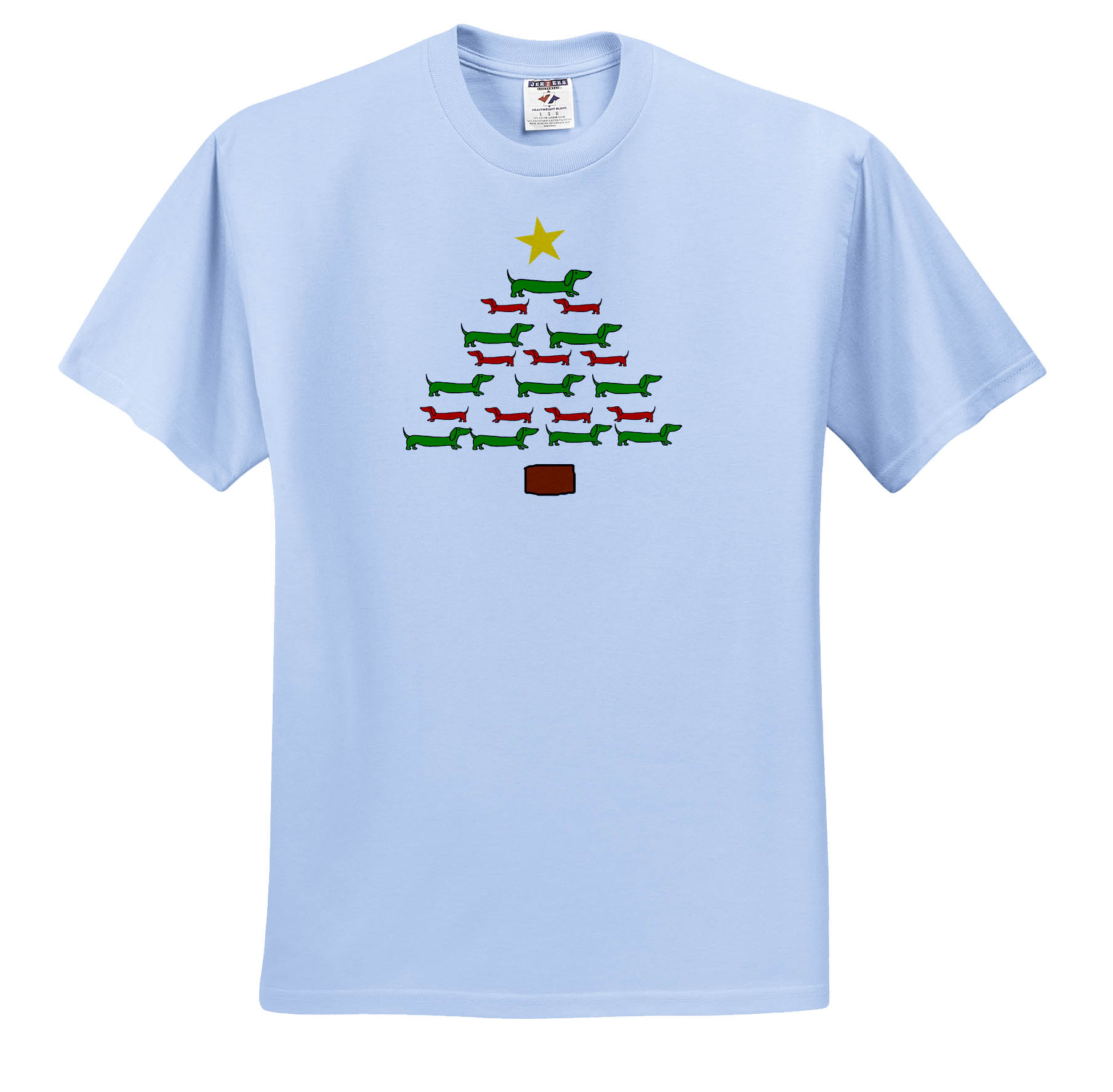 3dRose, Funny Cute Dachshund Puppy Dog Christmas Tree Holiday Cartoon, T-Shirt - Picture 2 of 73