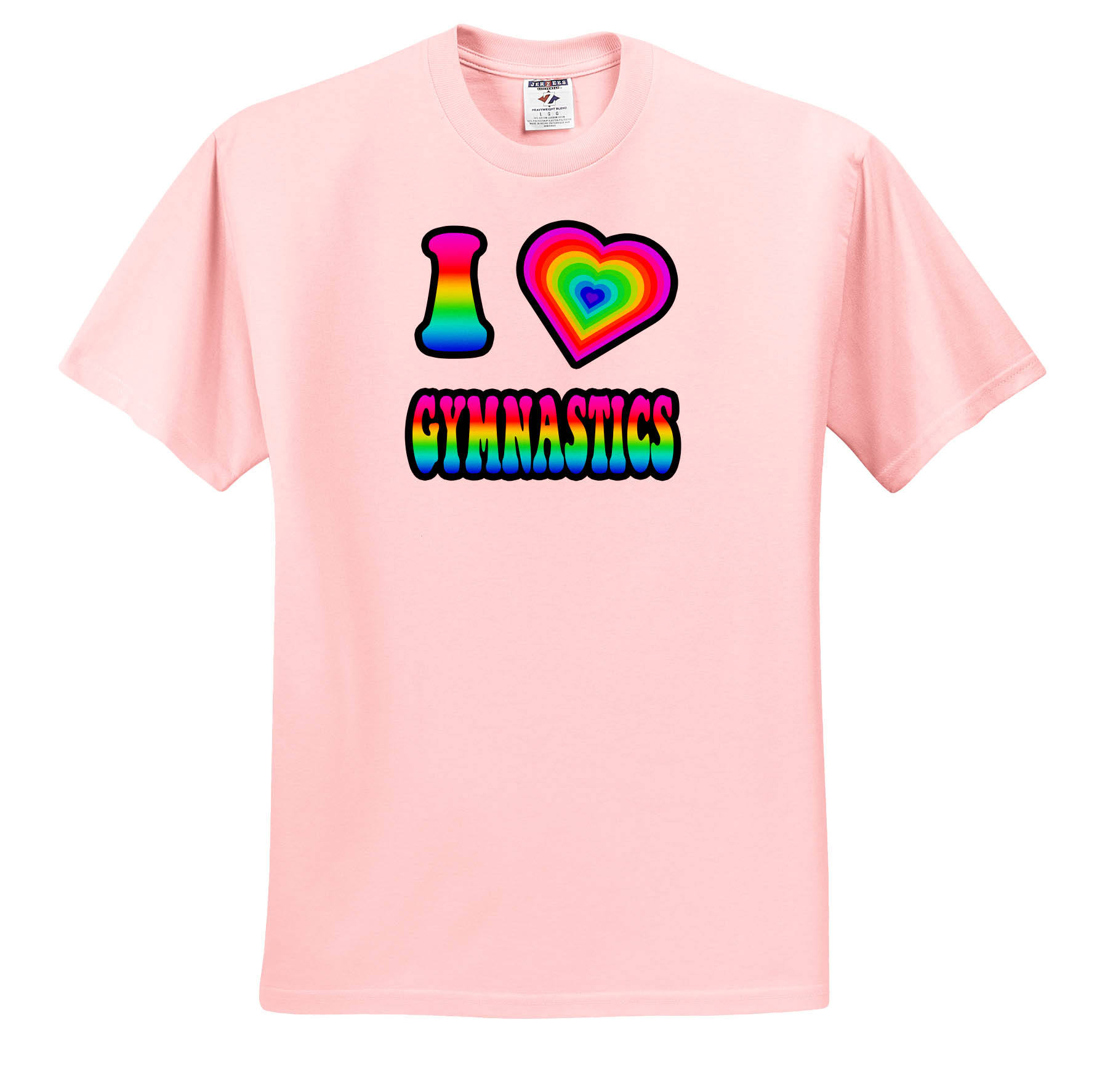 3dRose, Groovy Hippie Rainbow I Heart Love Gymnastics, T-Shirt
