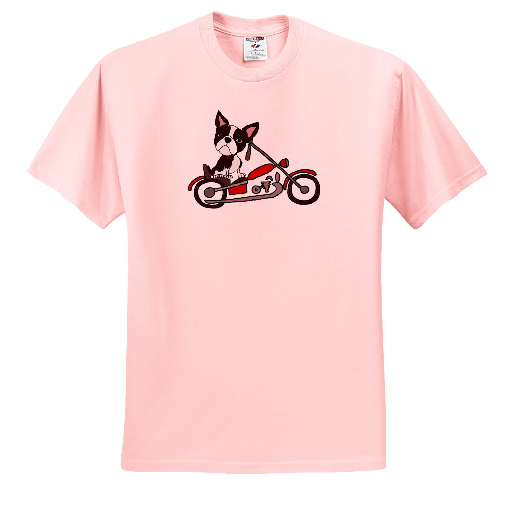 3dRose, Funny cute Boston Terrier Dog Riding Motorcycle, T-Shirt