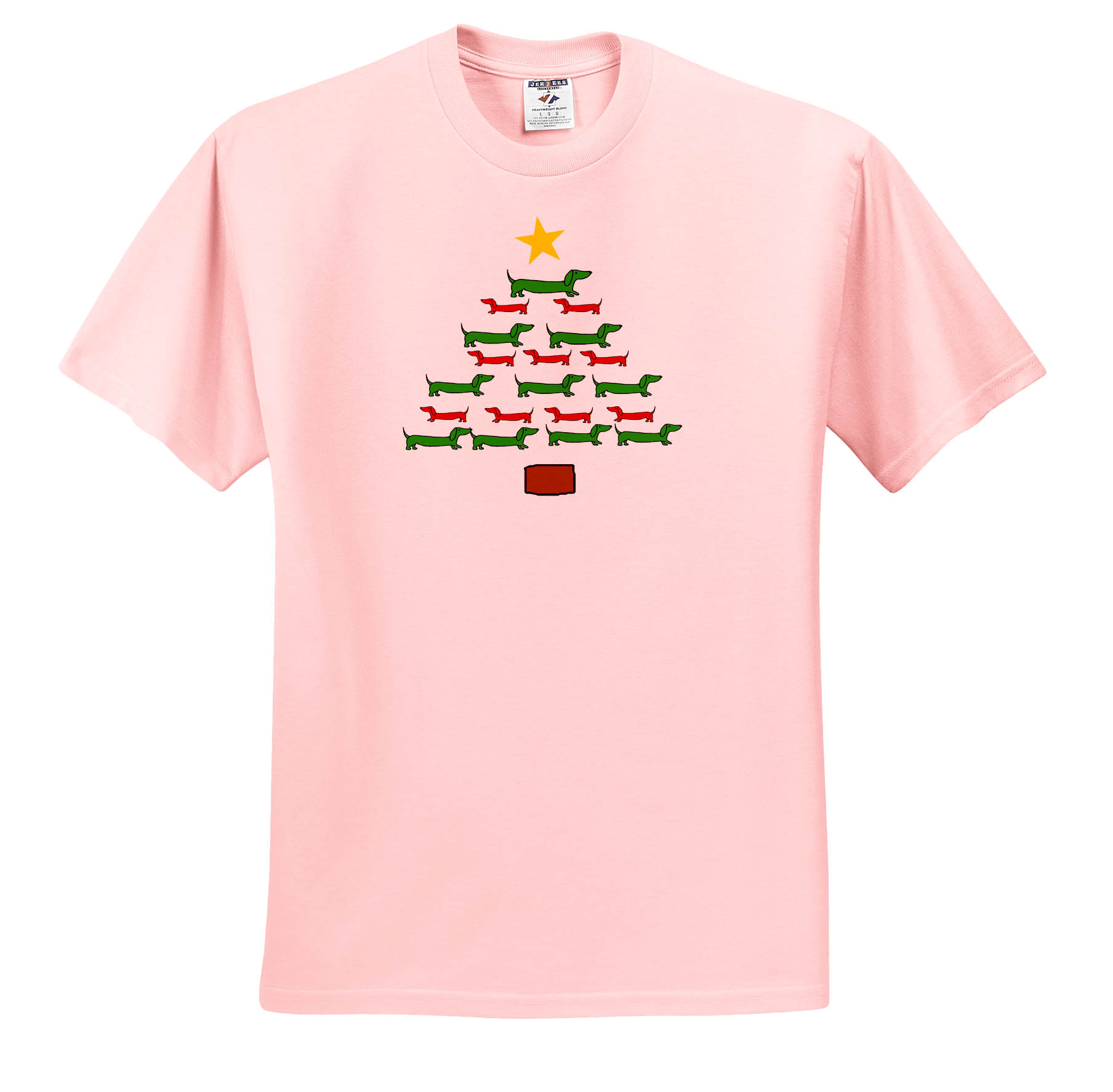 3dRose, Funny Cute Dachshund Puppy Dog Christmas Tree Holiday Cartoon, T-Shirt