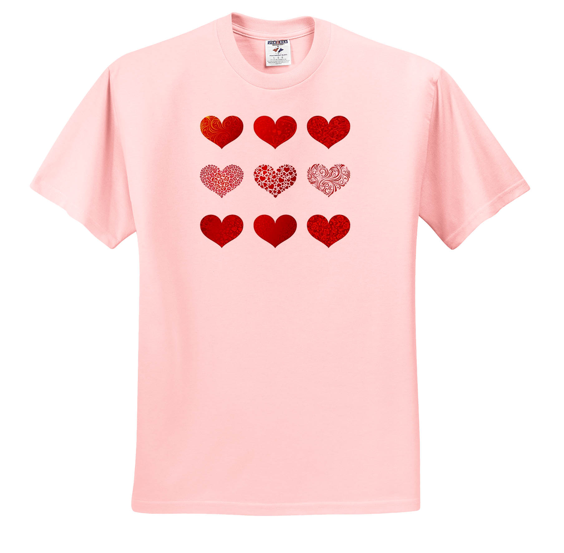 3dRose, Valentine 9 Red Hearts, T-Shirt