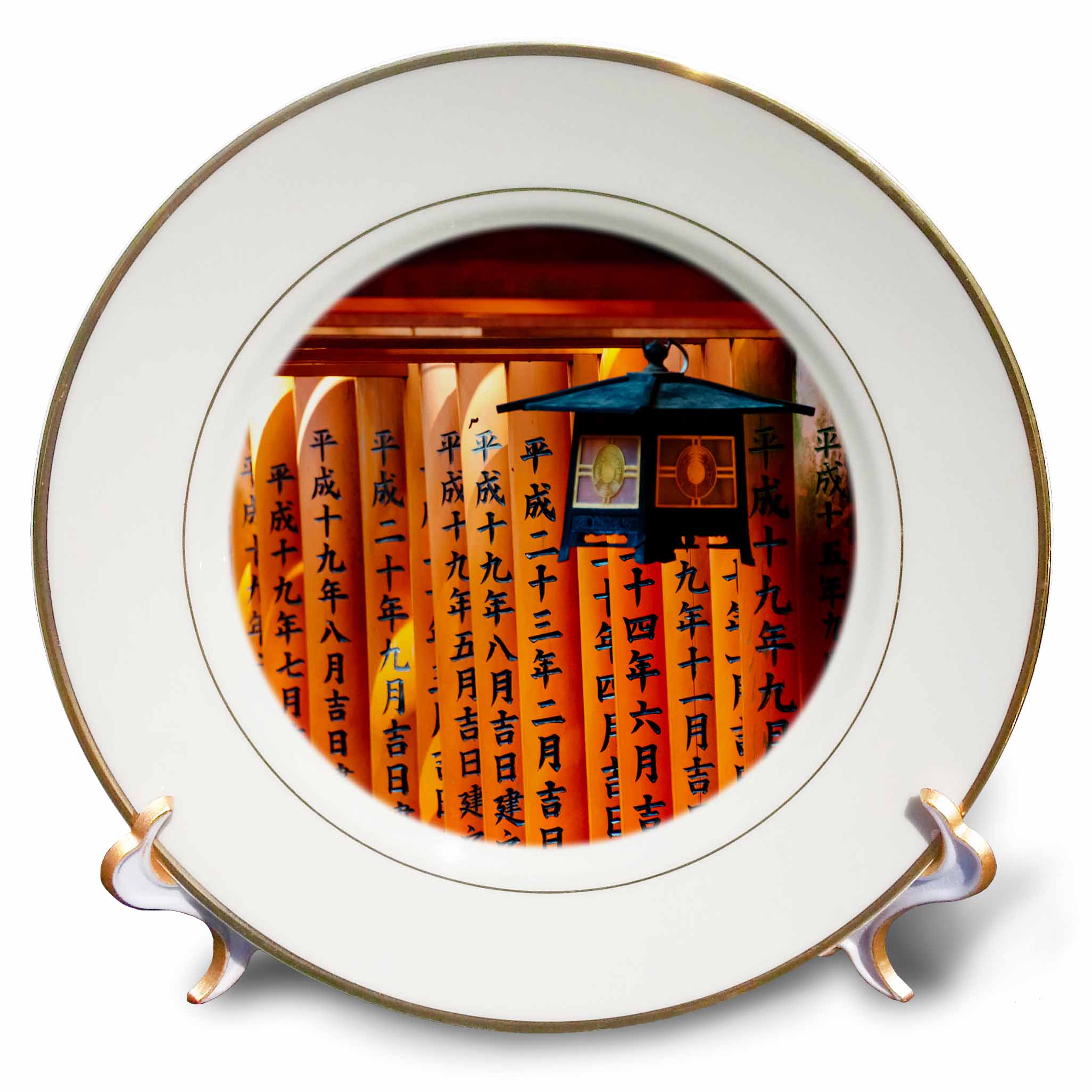 3dRose Danita Delimont - Religion - Kanji on Senbon Torii in Fushimi Inari Shrine, Kyoto, Japan - Plates
