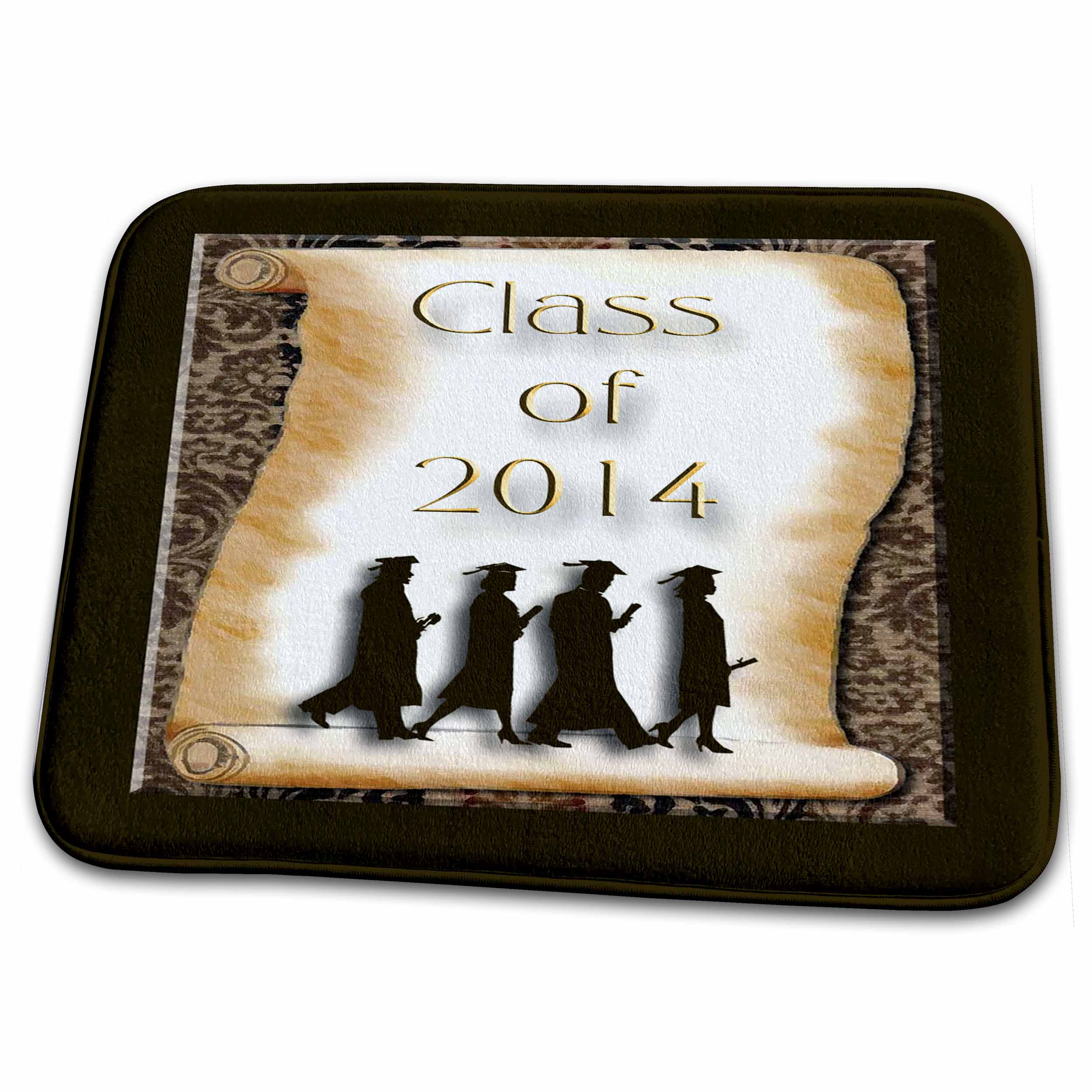 3dRose Graduates on Scroll, Class of 2014, Sepia - Dish Drying Mats (ddm-172622)