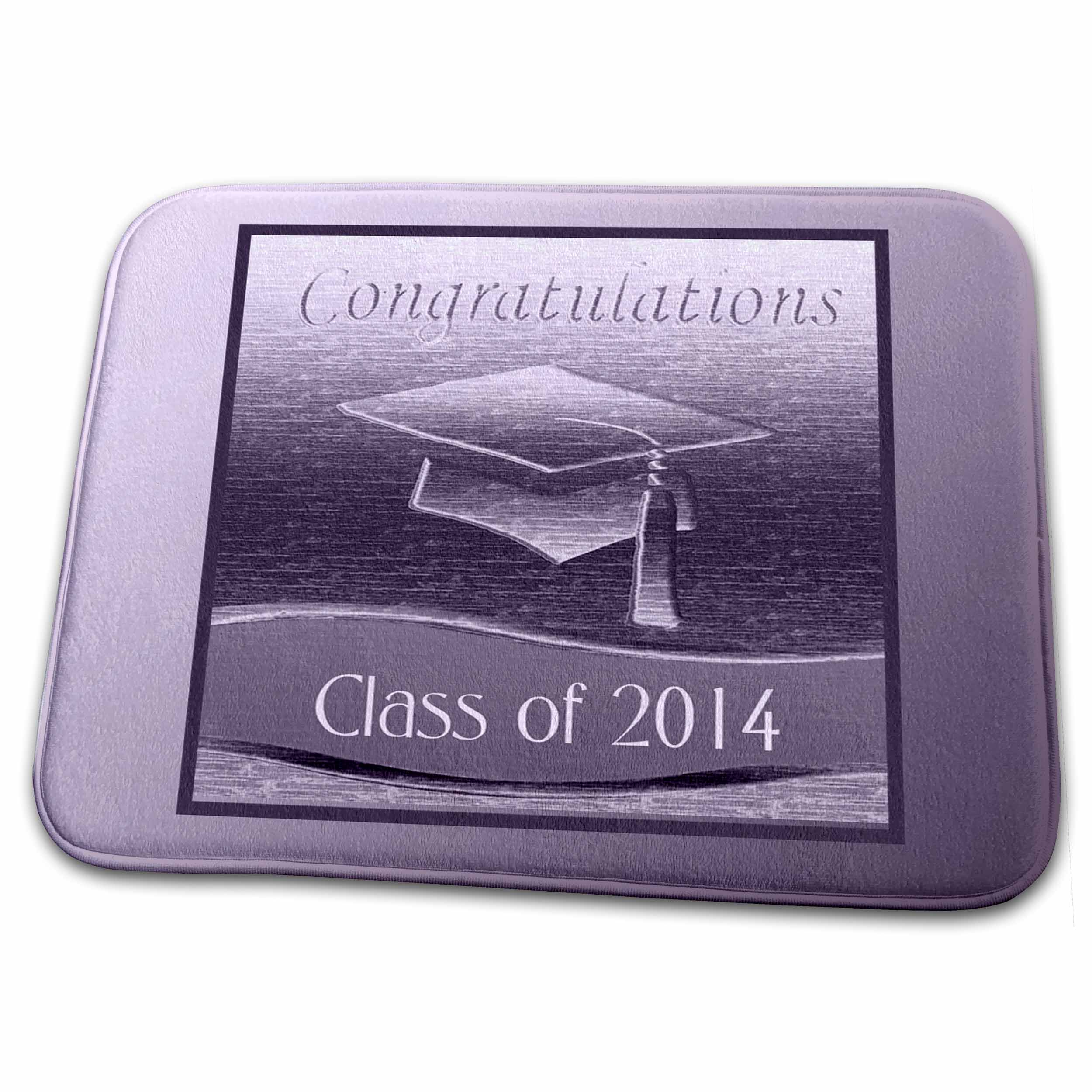 3dRose Cap with Tassel, Class of 2014, Metallic Purple Look - Dish Drying Mats (ddm-172631)