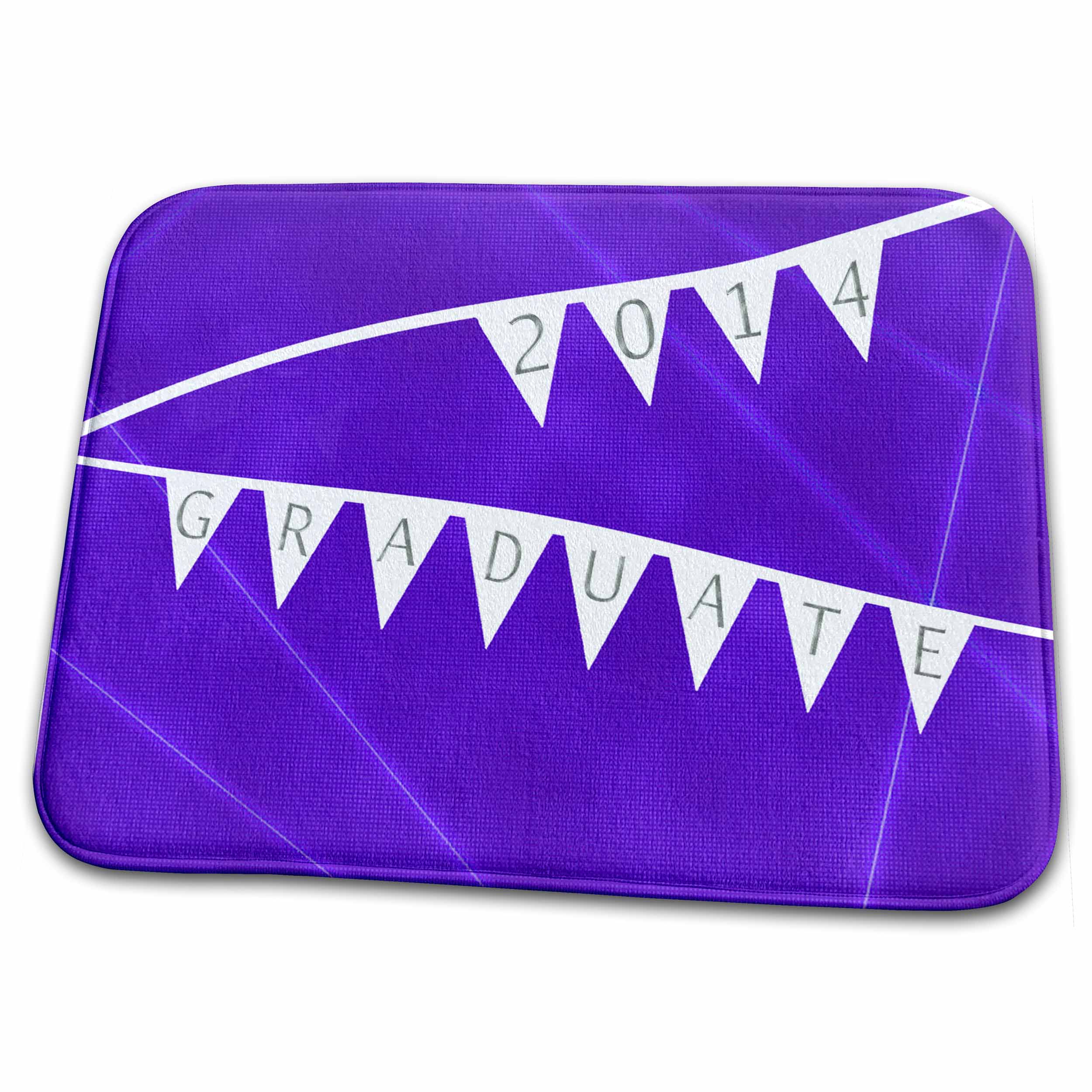 3dRose 2014 Graduate on Flags with Lights, Purple - Dish Drying Mats (ddm-172643)