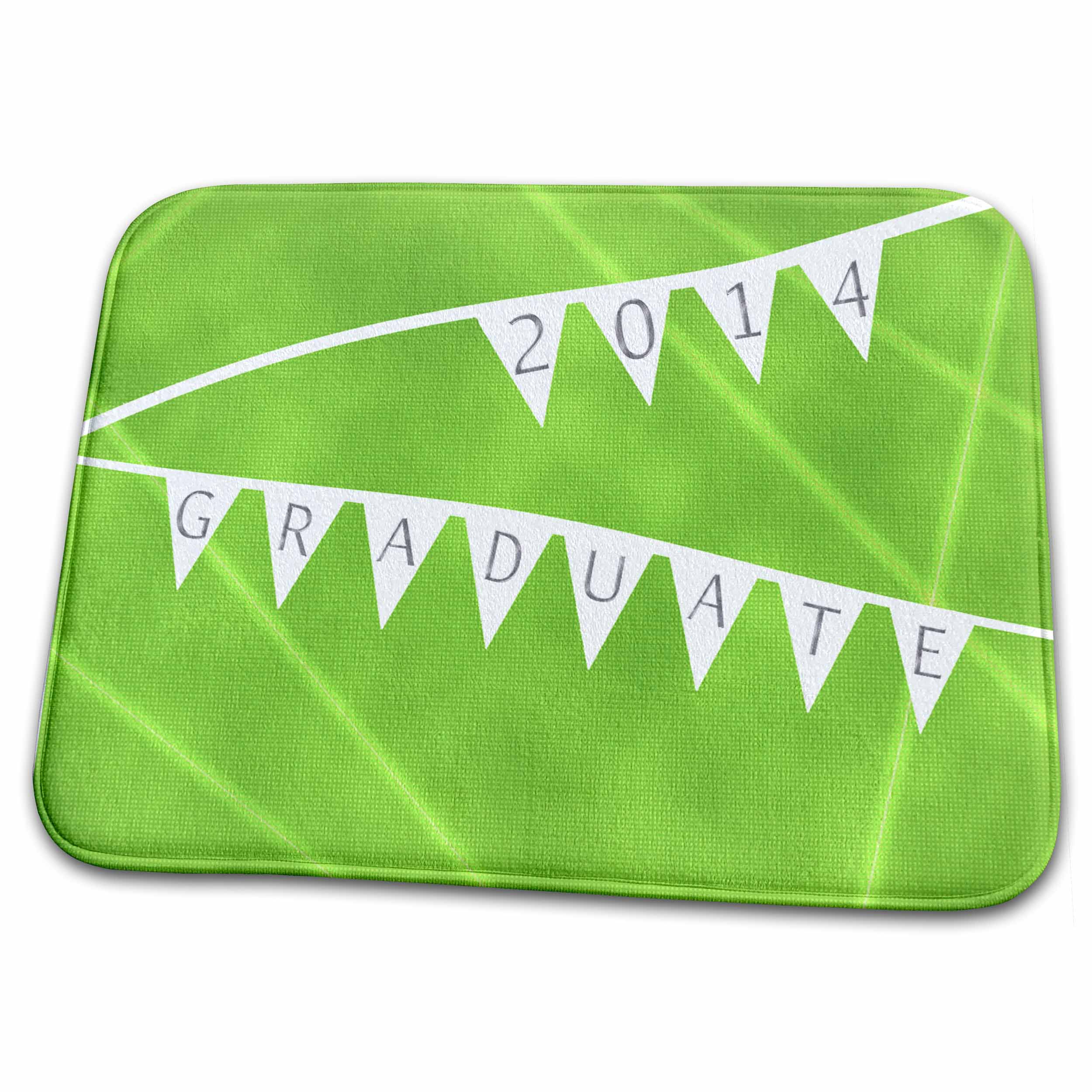 3dRose 2014 Graduate on Flags with Lights, Lime Green - Dish Drying Mats (ddm-172646)