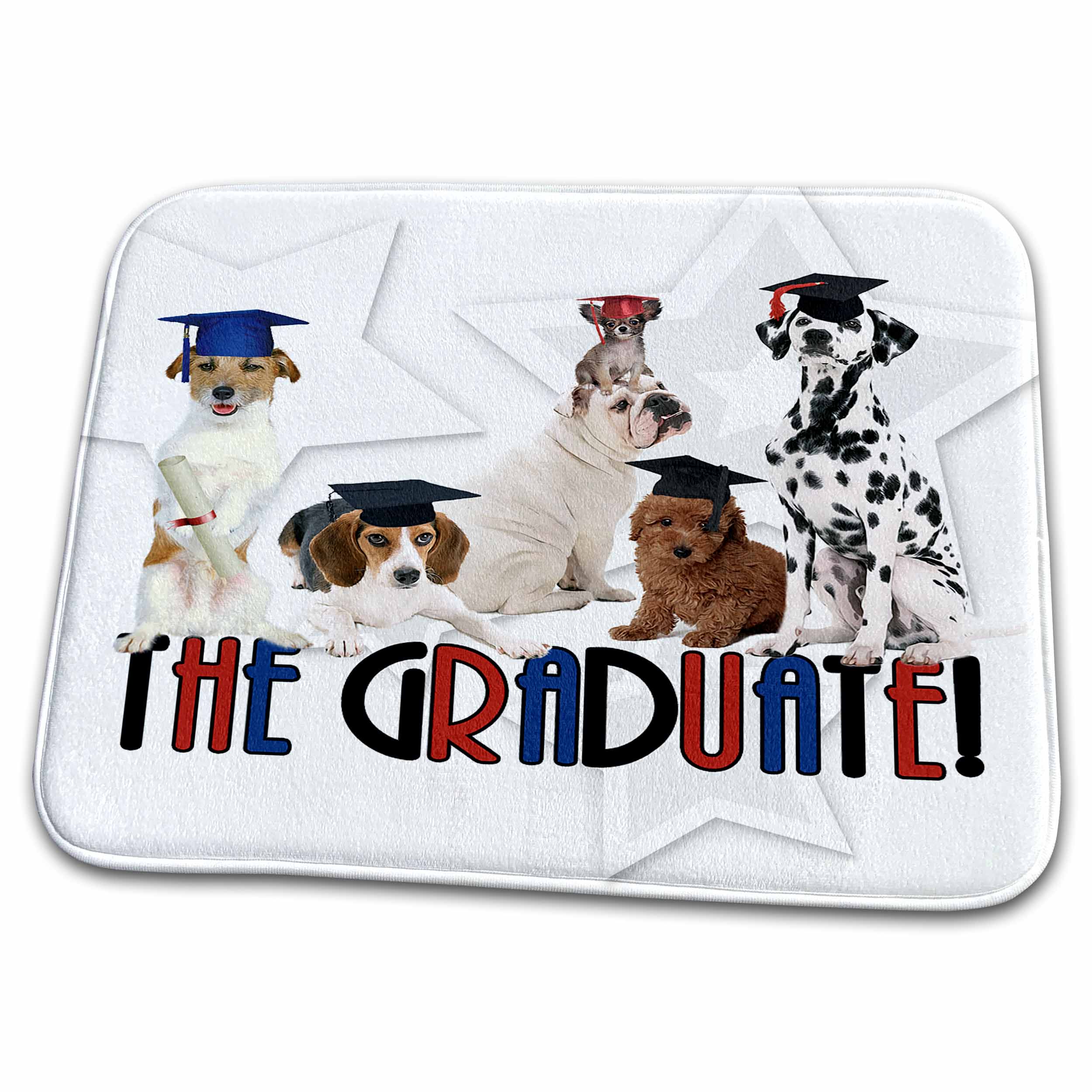 3dRose Pack of Dogs in Cap and Gowns for the Graduate. - Dish Drying Mats (ddm-173230)