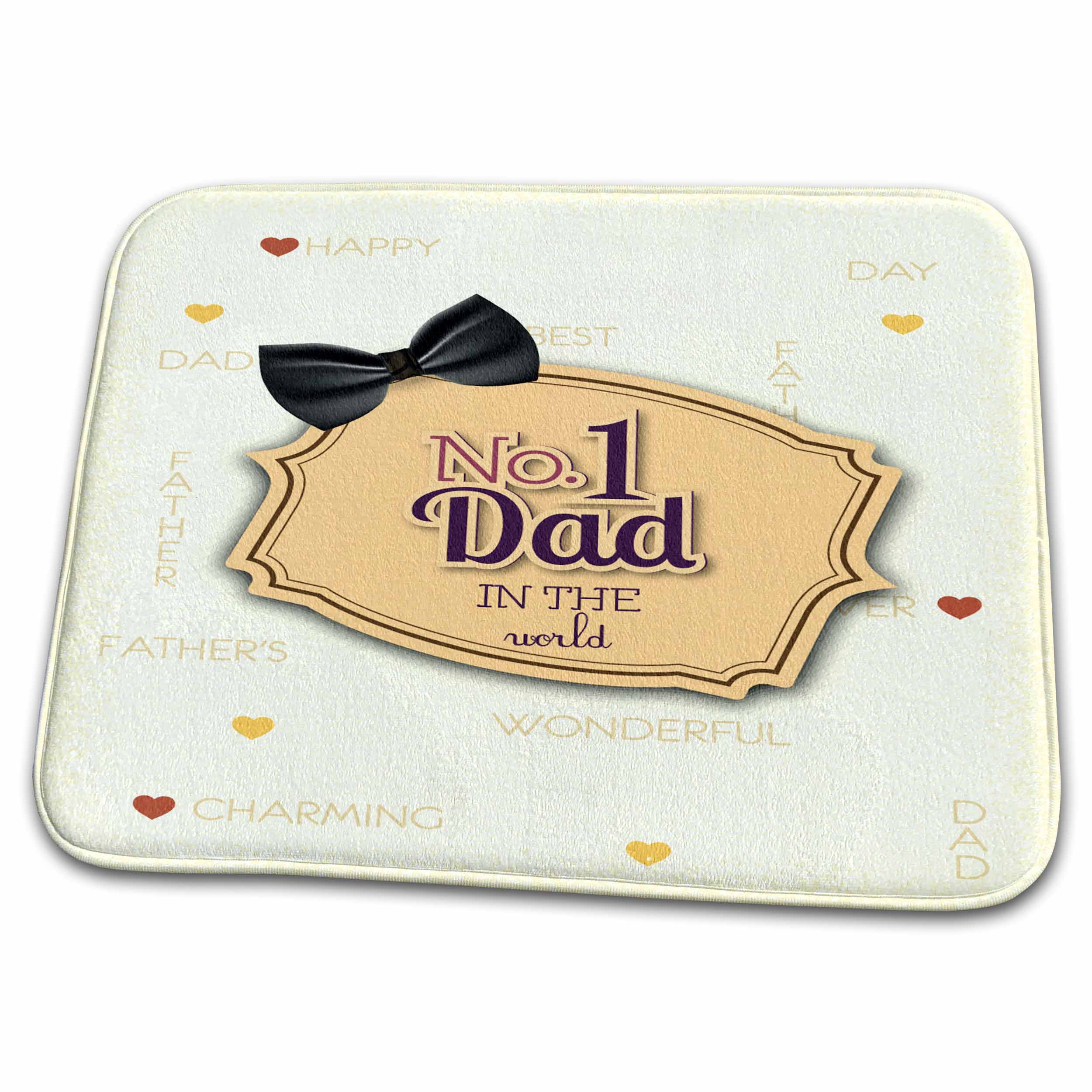 3dRose Number 1 Dad In The World With A Bow Tie In Black - Dish Drying Mats (ddm-235958)