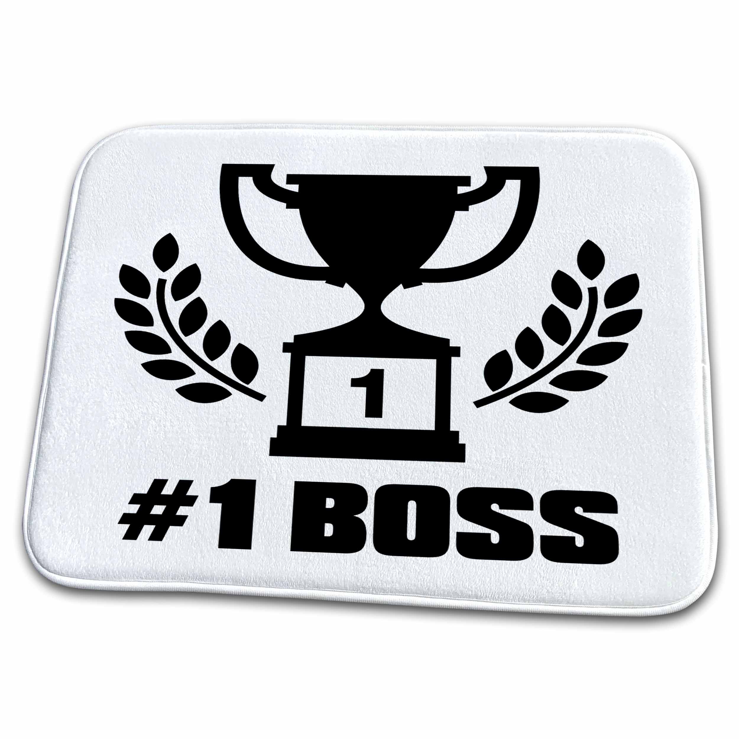3dRose Number One Boss Design with Winners Cup and Laurel Leaves - Dish Drying Mats (ddm-238885)