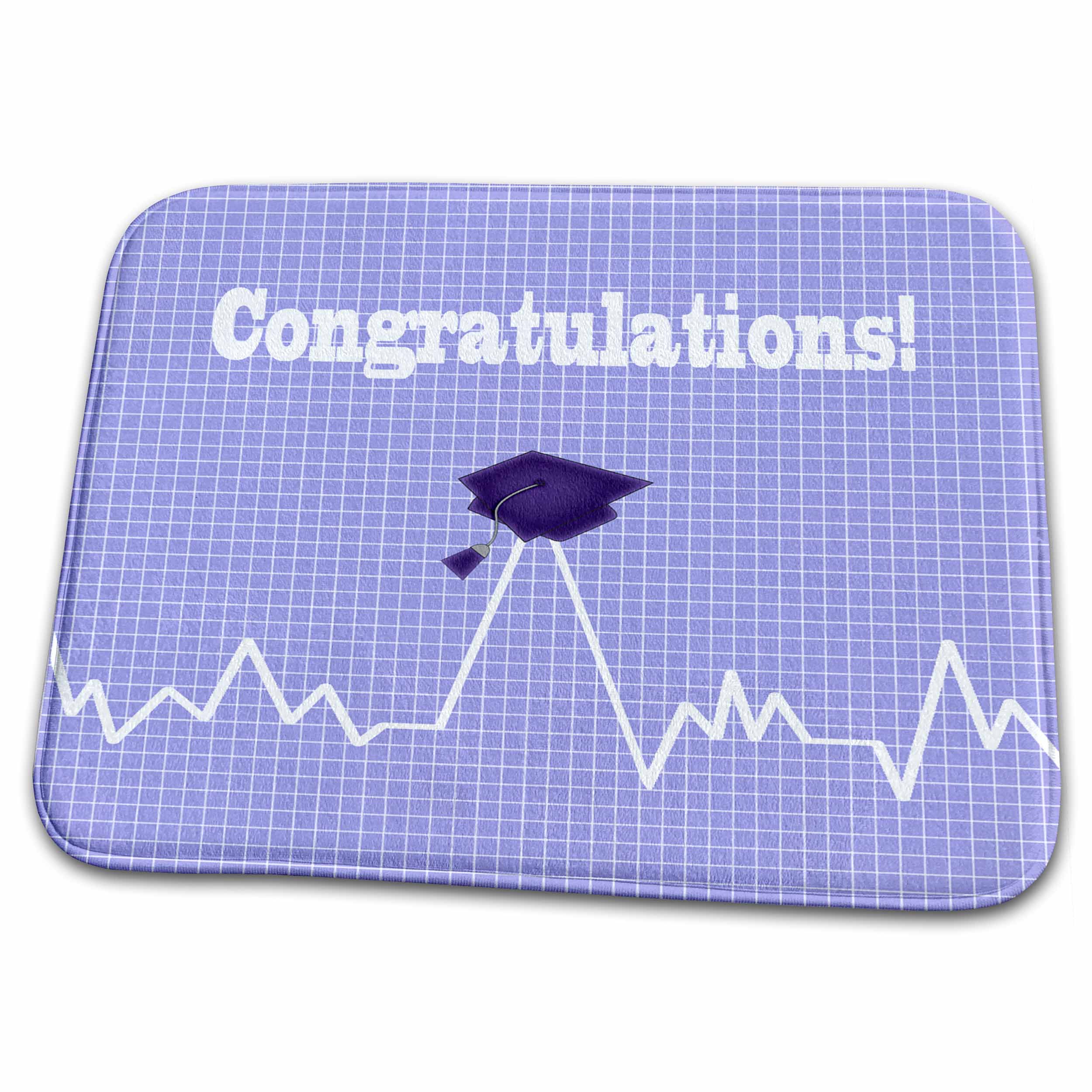 3dRose Heart Beat with Grad Cap on Graph Paper, Medical Theme,... - Dish Drying Mats (ddm-262859)