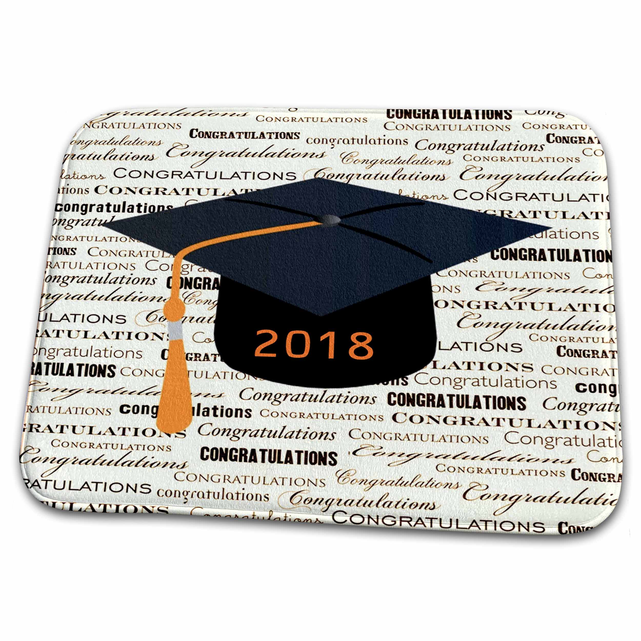 3dRose Image of Congratulations Black Cap Orange Tassel - Dish Drying Mats (ddm-266447)