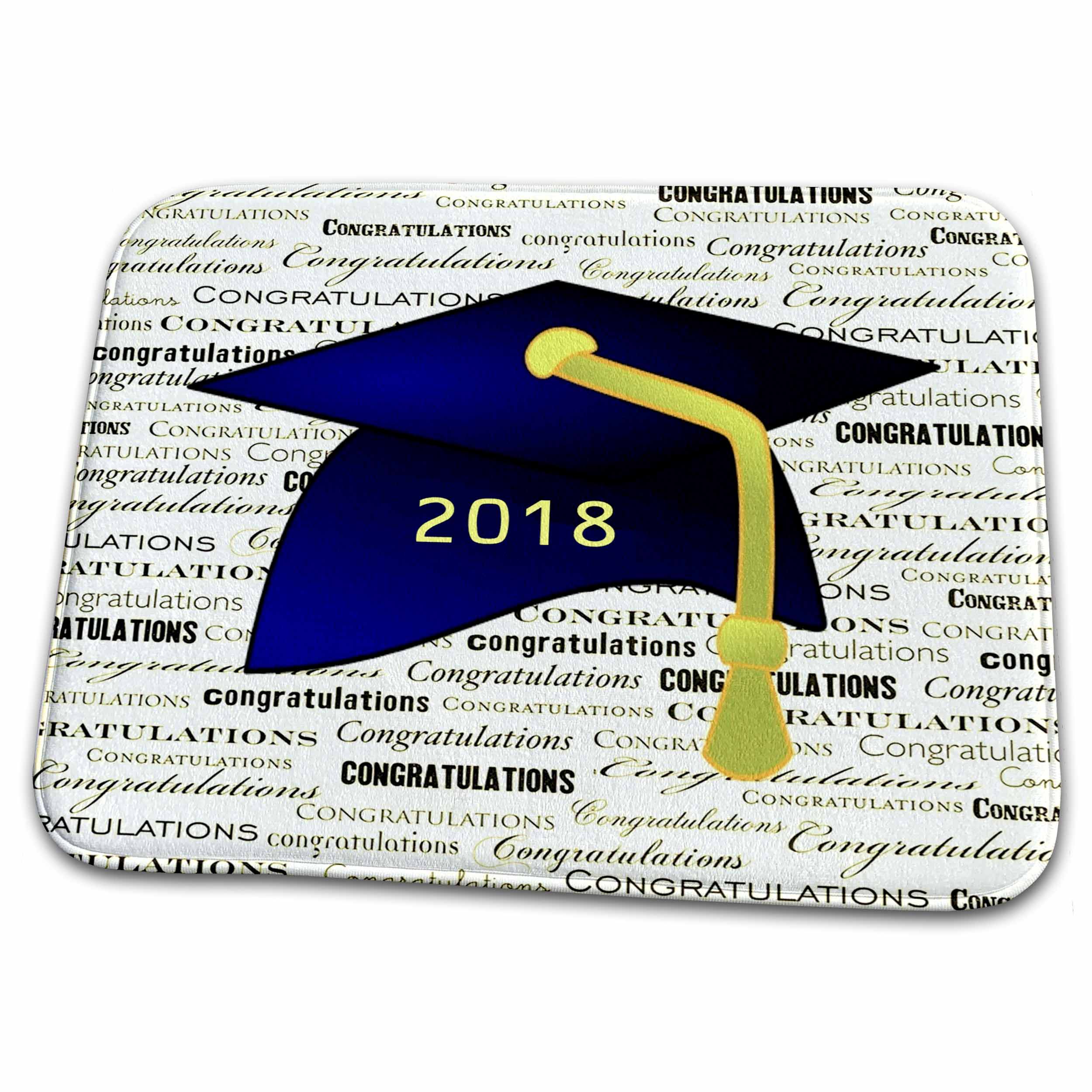 3dRose Image of Congratulations Blue Cap Yellow Tassel On Message - Dish Drying Mats (ddm-266456)