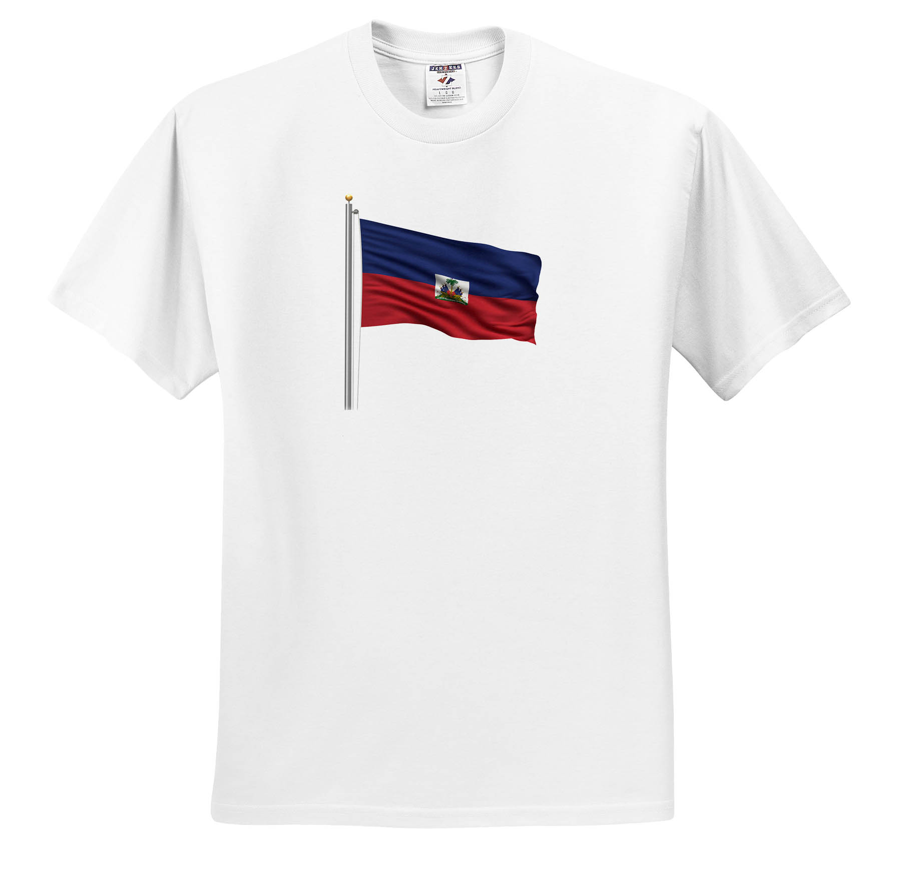 3dRose, Flag of Haiti on a flag pole over white Haitian, T-Shirt - Photo 36/41