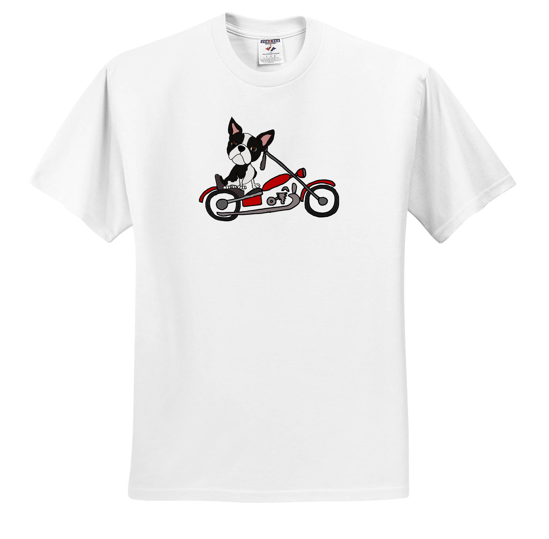 3dRose, Funny cute Boston Terrier Dog Riding Motorcycle, T-Shirt - Picture 3 of 73