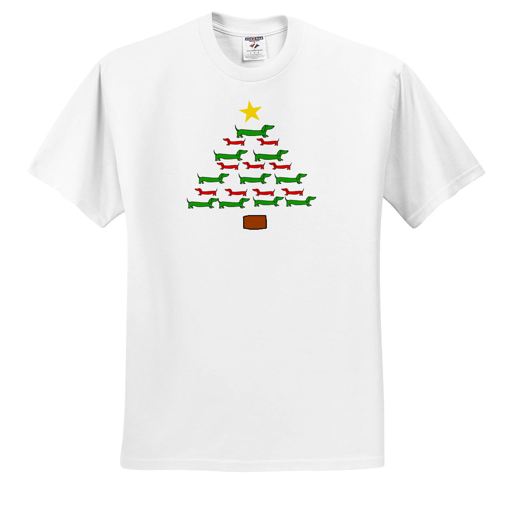 3dRose, Funny Cute Dachshund Puppy Dog Christmas Tree Holiday Cartoon, T-Shirt - Picture 3 of 73