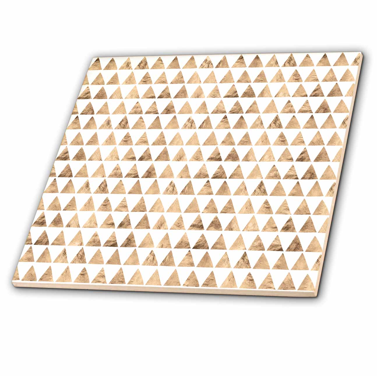3dRose Anne Marie Baugh - Patterns - Modern Faux Copper Triangle Geo Pattern - Tiles