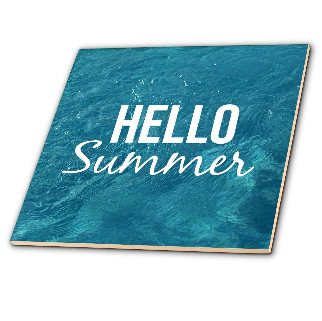 3dRose, Hello Summer. White lettering on a photograph of pool water., Tile and other Wholesale pool tiles for your store trending on Faire.