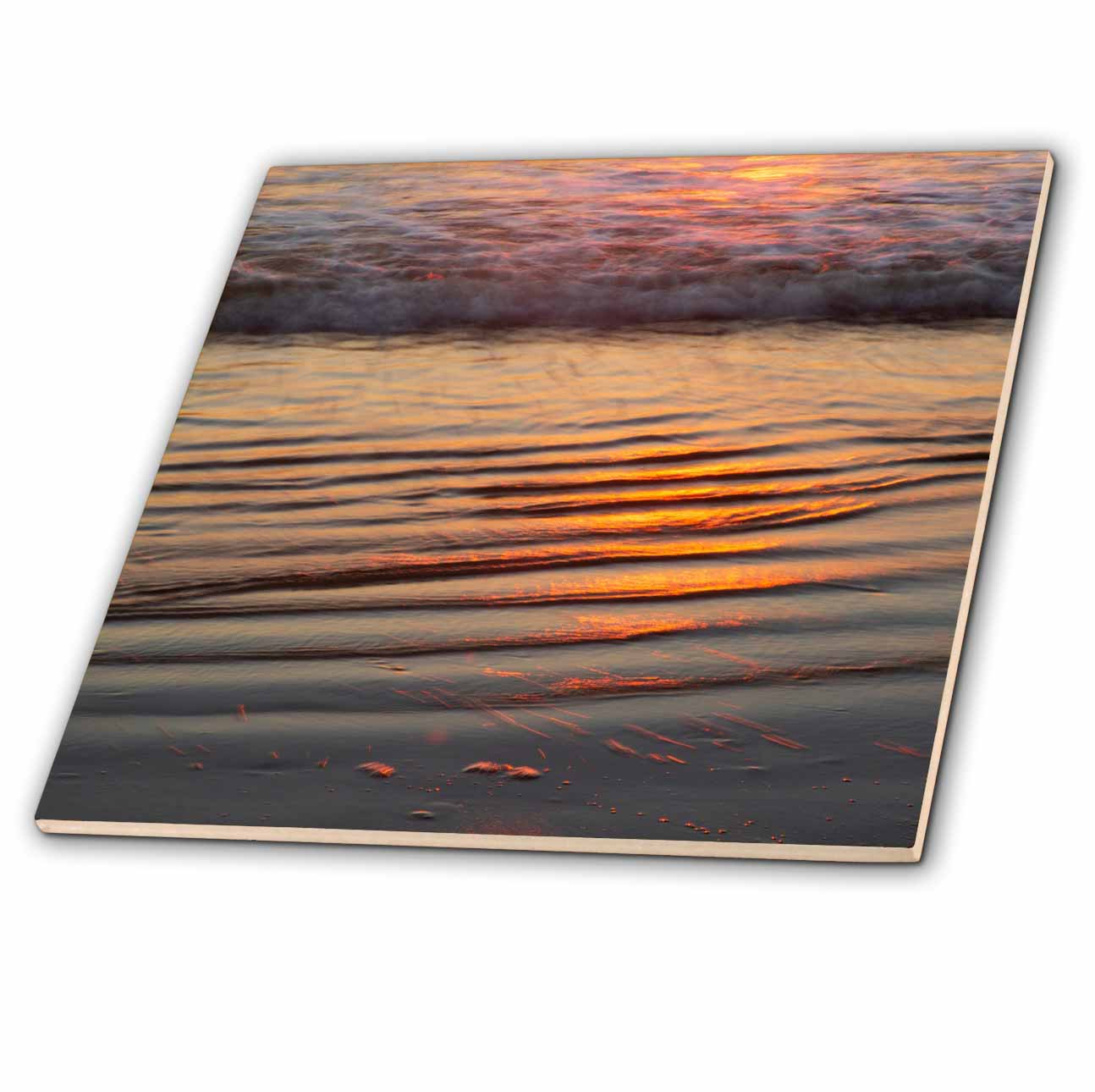 3dRose USA, Georgia, Tybee Island. Sunrise with Ripples in The Sand 2. - Tiles (ct-380853)
