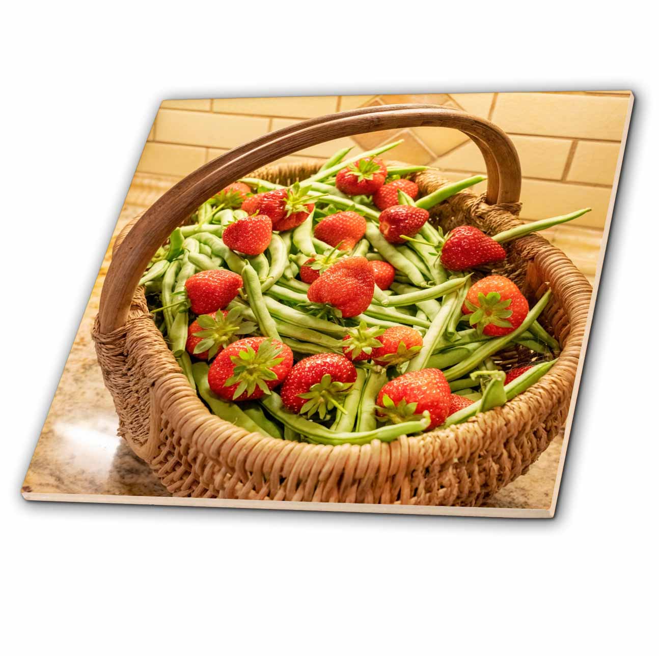 3dRose Washington State, Issaquah. Just Picked Green Beans and Strawberries - Tiles (ct-381317)